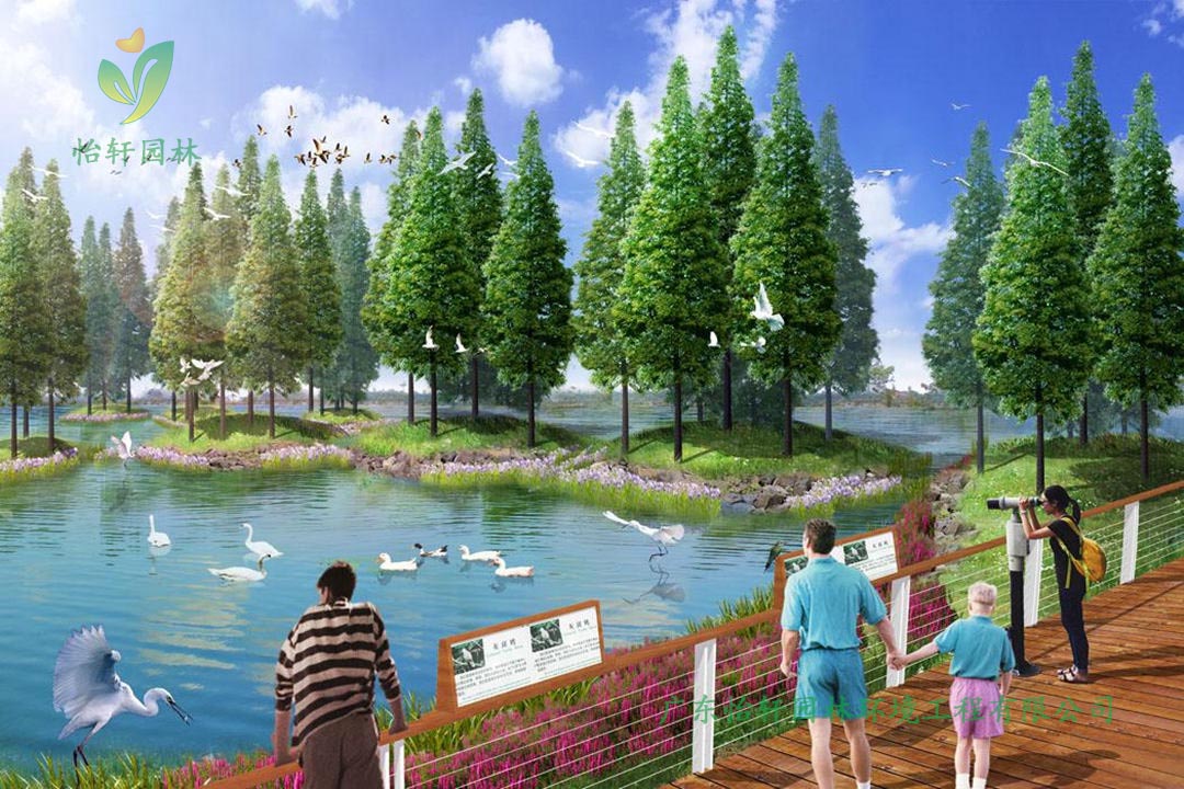 湖北荊州環長湖濕地公園綠化景觀設計案例效果圖