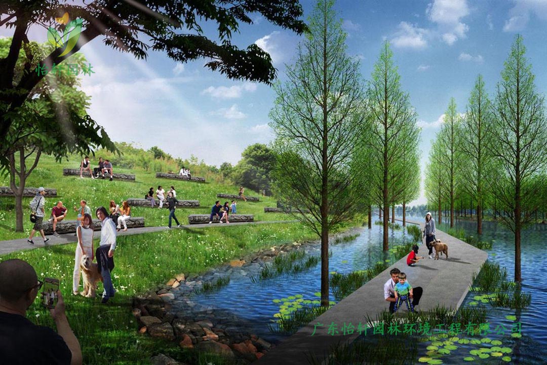 湖北荊州環長湖濕地公園綠化景觀設計案例效果圖